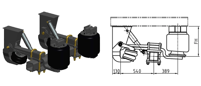 Auto Parts Manufacturer 13t Air Spring Type Air Suspension for Semi Trailer