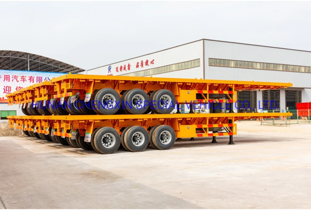 3 Axle China Manufacture Truck Heavy Duty Transportation Flatbed Cargo Container Carrier Semi Trailer