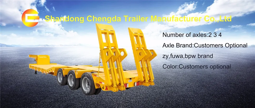 Heavy Duty 3axles Excavator Transport Gooseneck Lowboy Low Loader Bed Lowbed Semi Truck Trailer