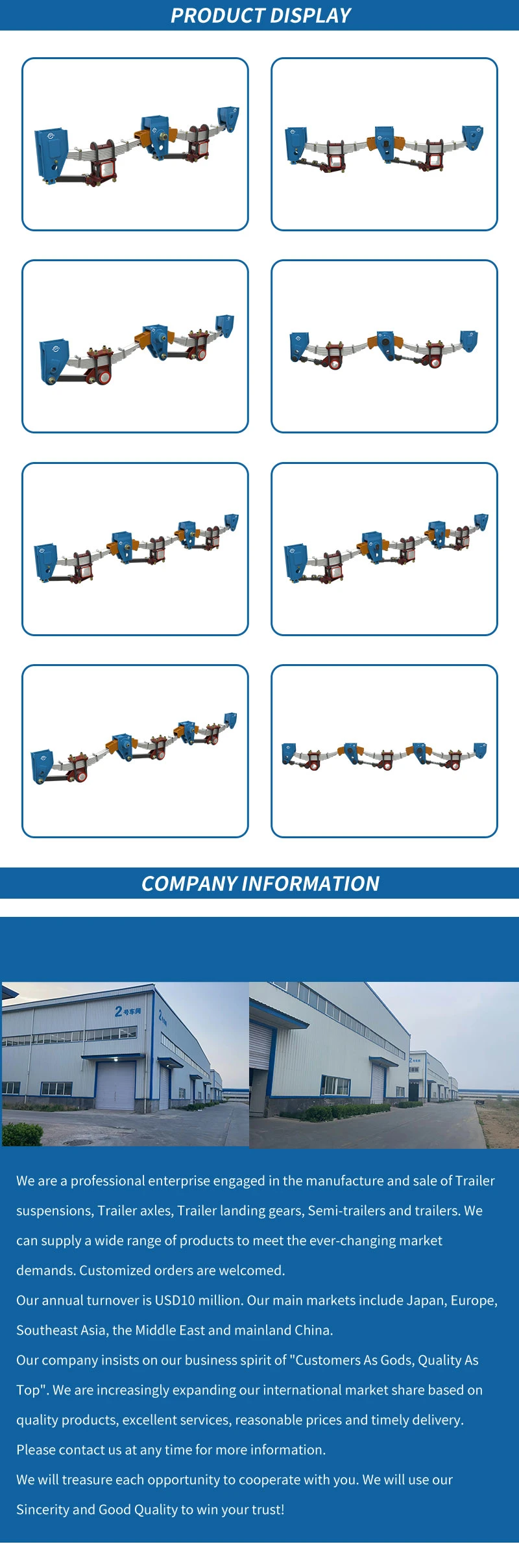 Trailer Suspension for Trailer and Semi-Trailer Tandem 13 Tons